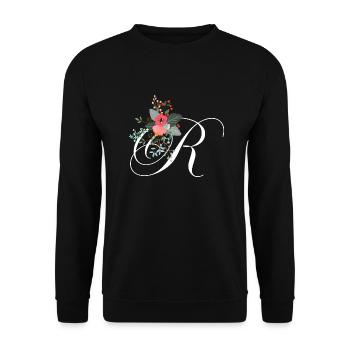Letter r flowery - Unisex Sweatshirt - black - Front - Alina (178cm) & Michal (187cm)
