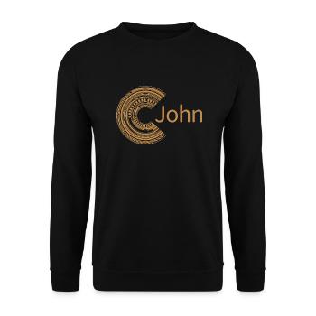 Für John - Unisex Pullover - Schwarz - Vorne - Alina (178cm) & Michal (187cm)