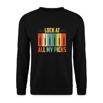 Lock At All My Picks Lockpicker Locksmith - Unisex Pullover - Schwarz - Vorne - Alina (178cm) & Michal (187cm)