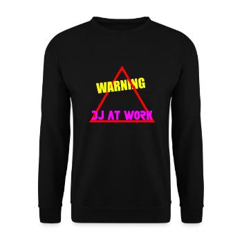 Warnung dj bei der arbeit - Unisex Pullover - Schwarz - Vorne - Alina (178cm) & Michal (187cm)