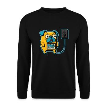 Pug the plug - Unisex Sweatshirt - black - Front - Alina (178cm) & Michal (187cm)