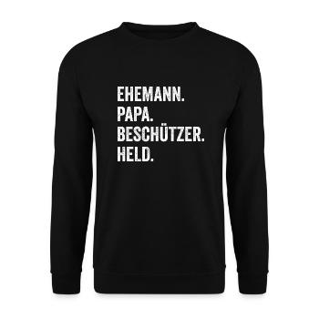 Ehemann Vater Papa - Unisex Pullover - Schwarz - Vorne - Alina (178cm) & Michal (187cm)