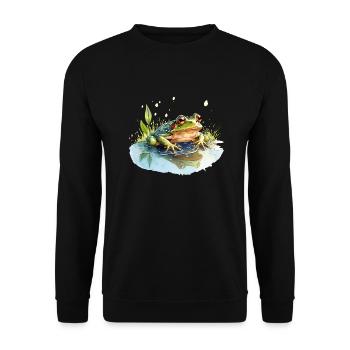 Green grass frogs make a loud concert - Unisex Sweatshirt - black - Front - Alina (178cm) & Michal (187cm)