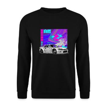 JDM Sakura Japanisches Haus Tuning Auto Legende 90 - Unisex Pullover - Schwarz - Vorne - Alina (178cm) & Michal (187cm)