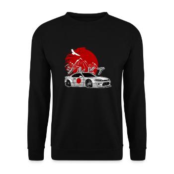 S15 Silvia Sonne Drift Königin JDM Hieroglyphen - Unisex Pullover - Schwarz - Vorne - Alina (178cm) & Michal (187cm)