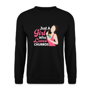 Juste une fille qui aime les churros Pâtisserie latine de - Sweat-shirt Unisexe - noir - Devant - Alina (178cm) & Michal (187cm)