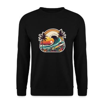 surf plage palmier soleil vacances - Sweat-shirt Unisexe - noir - Devant - Alina (178cm) & Michal (187cm)
