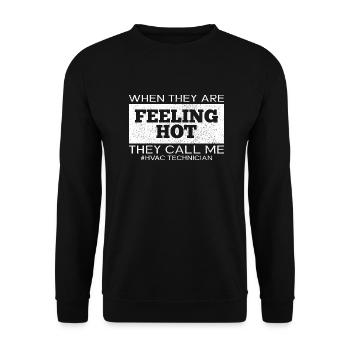 When They Feeling Hot Funny HVOC Technician - Unisex Sweatshirt - black - Front - Alina (178cm) & Michal (187cm)