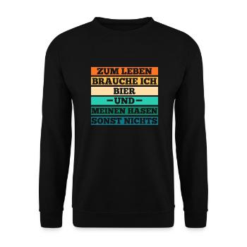 Bier Kaninchen Hase - Unisex Pullover - Schwarz - Vorne - Alina (178cm) & Michal (187cm)