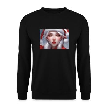Verträumte Weihnachtsmannfrau - Unisex Pullover - Schwarz - Vorne - Alina (178cm) & Michal (187cm)