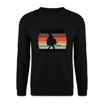 Voyager 1977 Retro Space Probe Mission - Unisex Sweatshirt - black - Front - Alina (178cm) & Michal (187cm)