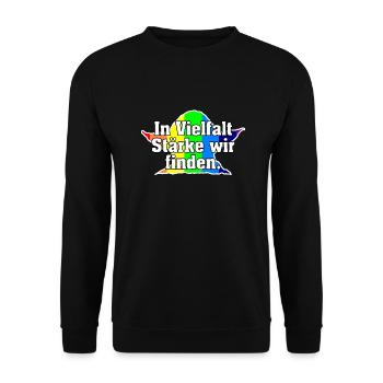 In Vielfalt Stärke wir finden. - Unisex Pullover - Schwarz - Vorne - Alina (178cm) & Michal (187cm)