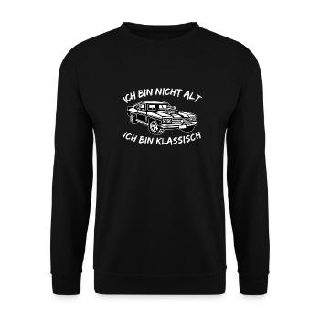 Auto Ich bin nicht alt Ich bin klassisch Lustig - Unisex Pullover - Schwarz - Vorne - Alina (178cm) & Michal (187cm)