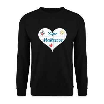 Super Maîtresse - institutrice - Cadeau maîtresse - Sweat-shirt Unisexe - noir - Devant - Alina (178cm) & Michal (187cm)
