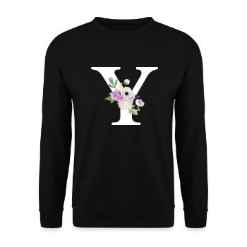 Lettre y floral violet - Sweat-shirt Unisexe - noir - Devant - Alina (178cm) & Michal (187cm)