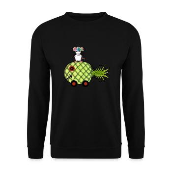 Ananas Wohnwagen Ratte Urlaub Reise - Unisex Pullover - Schwarz - Vorne - Alina (178cm) & Michal (187cm)