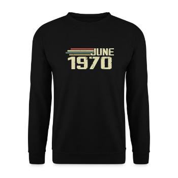 Juin 1970 Anniversaire Juin 1970 Juin 1970 Anniversaire - Sweat-shirt Unisexe - noir - Devant - Alina (178cm) & Michal (187cm)