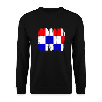 Kroatien hrvatska kroatien hrv hr zagreb geteilte Flagge - Unisex Pullover - Schwarz - Vorne - Alina (178cm) & Michal (187cm)