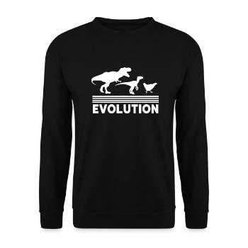 Dinosaurier Huhn Evolution Lustig Vintage Retro 70S - Unisex Pullover - Schwarz - Vorne - Alina (178cm) & Michal (187cm)