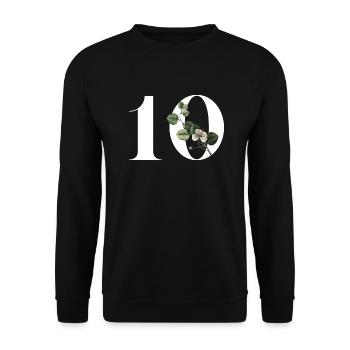 Numéro 10 floral vert -10e anniversaire floral - Sweat-shirt Unisexe - noir - Devant - Alina (178cm) & Michal (187cm)