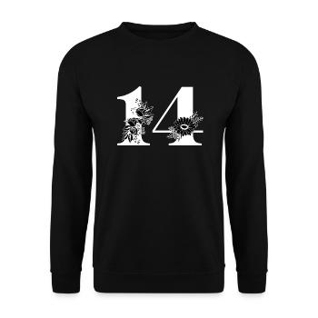 Number 14 Black Floral -14th Floral Birthday - Unisex Sweatshirt - black - Front - Alina (178cm) & Michal (187cm)