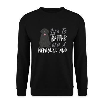 Das Leben ist besser mit einem Neufundland - Unisex Pullover - Schwarz - Vorne - Alina (178cm) & Michal (187cm)
