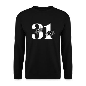 Nummer 31 Schwarze Blumen - 31. Blumengeburtstag - Unisex Pullover - Schwarz - Vorne - Alina (178cm) & Michal (187cm)