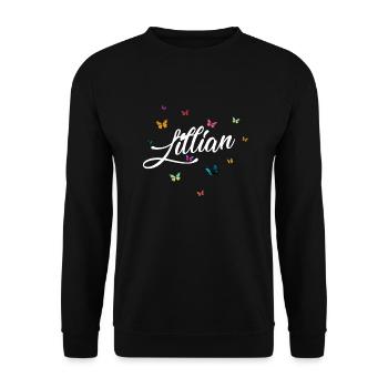 LILLIAN - Nom de fille avec des papillons colorés - Sweat-shirt Unisexe - noir - Devant - Alina (178cm) & Michal (187cm)