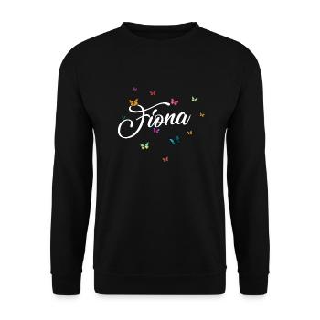 FIONA - Nom de fille avec des papillons colorés - Sweat-shirt Unisexe - noir - Devant - Alina (178cm) & Michal (187cm)