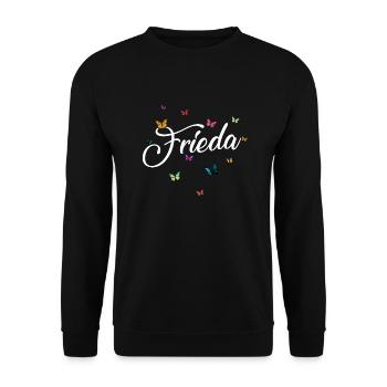 FRIEDA - Nom de fille avec des papillons colorés - Sweat-shirt Unisexe - noir - Devant - Alina (178cm) & Michal (187cm)