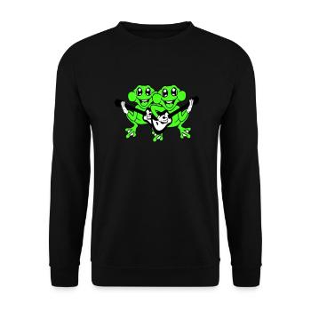 Frösche Gitarre Band Süße Zwei Frosch Freunde Team - Unisex Pullover - Schwarz - Vorne - Alina (178cm) & Michal (187cm)