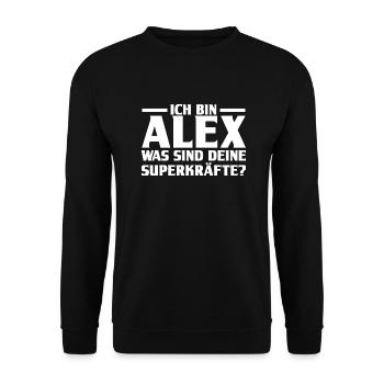 Alexander Alexandra Alexa Alex - Unisex Pullover - Schwarz - Vorne - Alina (178cm) & Michal (187cm)