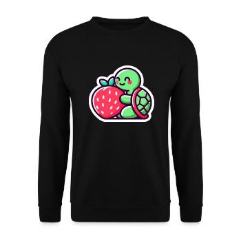 Tortue mignonne étreint une fraise sucrée - Sweat-shirt Unisexe - noir - Devant - Alina (178cm) & Michal (187cm)