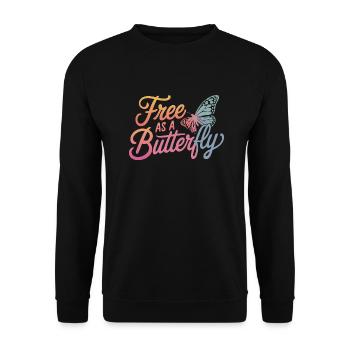 Schmetterling Monarchfalter Bunt Schmetterlinge - Unisex Pullover - Schwarz - Vorne - Alina (178cm) & Michal (187cm)