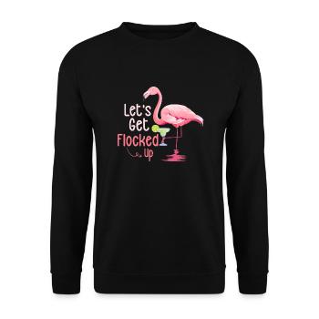 Let's Get Flocked Up Flamingo Pink Bird - Unisex Pullover - Schwarz - Vorne - Alina (178cm) & Michal (187cm)