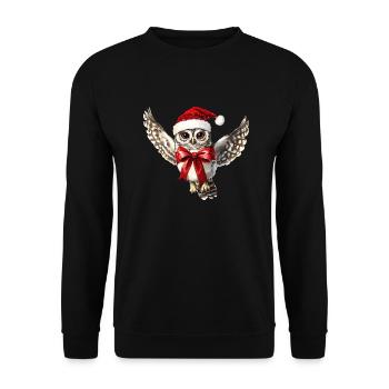 Hibou festif pour Noël avec arc - Sweat-shirt Unisexe - noir - Devant - Alina (178cm) & Michal (187cm)