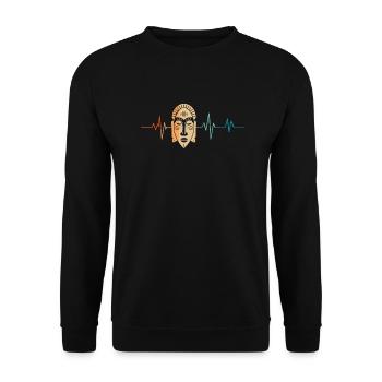 Battement de coeur rétro masque tribal - Sweat-shirt Unisexe - noir - Devant - Alina (178cm) & Michal (187cm)