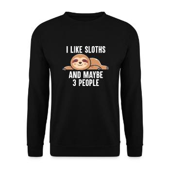Sloth Lazy Nap Tired Slowly Sleepy Sloths - Unisex Sweatshirt - black - Front - Alina (178cm) & Michal (187cm)