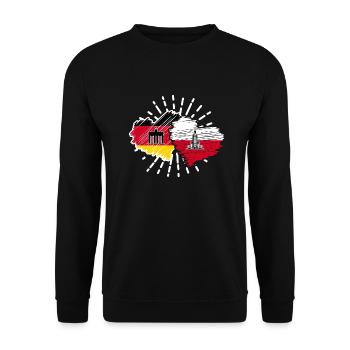 Deutschland Polen Herzen Fußball Länderspiel - Unisex Pullover - Schwarz - Vorne - Alina (178cm) & Michal (187cm)