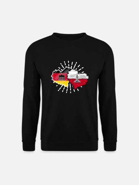 Deutschland Polen Herzen Fußball Länderspiel - Unisex Pullover - Schwarz