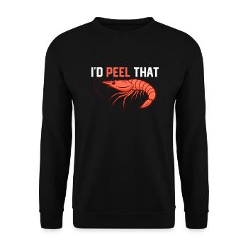 I'd Peel That Shrimp Lover Seafood - Unisex Pullover - Schwarz - Vorne - Alina (178cm) & Michal (187cm)