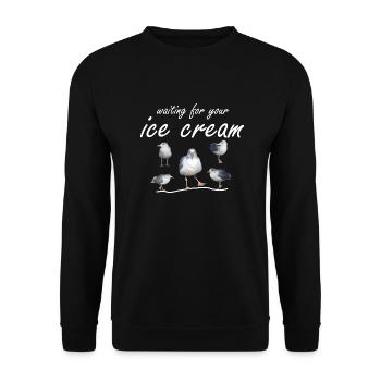 icecream Eis Möwe Meer Strand Fische Kreuzfahrt - Unisex Pullover - Schwarz - Vorne - Alina (178cm) & Michal (187cm)