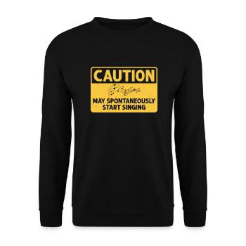 Attention peut spontanément commencer à chanter Chanteur Kar - Sweat-shirt Unisexe - noir - Devant - Alina (178cm) & Michal (187cm)