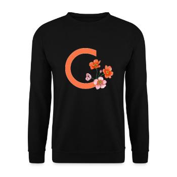 C avec fleurs - Sweat-shirt Unisexe - noir - Devant - Alina (178cm) & Michal (187cm)
