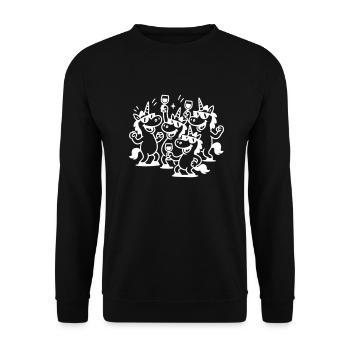 Einhorn Team Lustig Party - Unisex Pullover - Schwarz - Vorne - Alina (178cm) & Michal (187cm)
