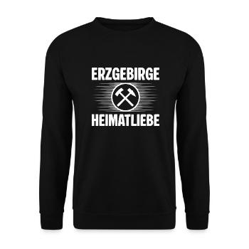 Erzgebirge Heimatliebe - Unisex Pullover - Schwarz - Vorne - Alina (178cm) & Michal (187cm)