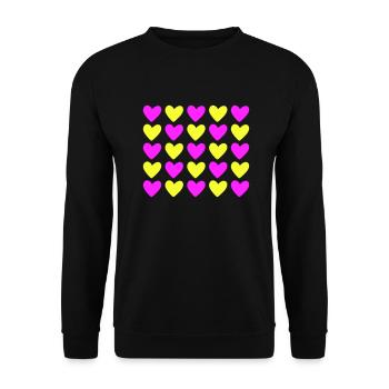 Herzen Bunt Herz Liebe - Unisex Pullover - Schwarz - Vorne - Alina (178cm) & Michal (187cm)