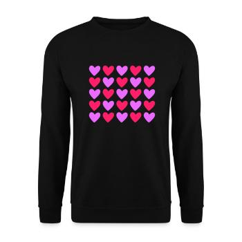 Herzen Bunt Liebe Herz - Unisex Pullover - Schwarz - Vorne - Alina (178cm) & Michal (187cm)