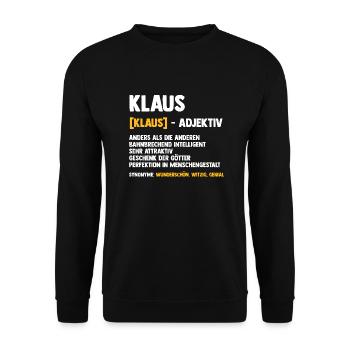 Klaus - Unisex Sweatshirt - black - Front - Alina (178cm) & Michal (187cm)