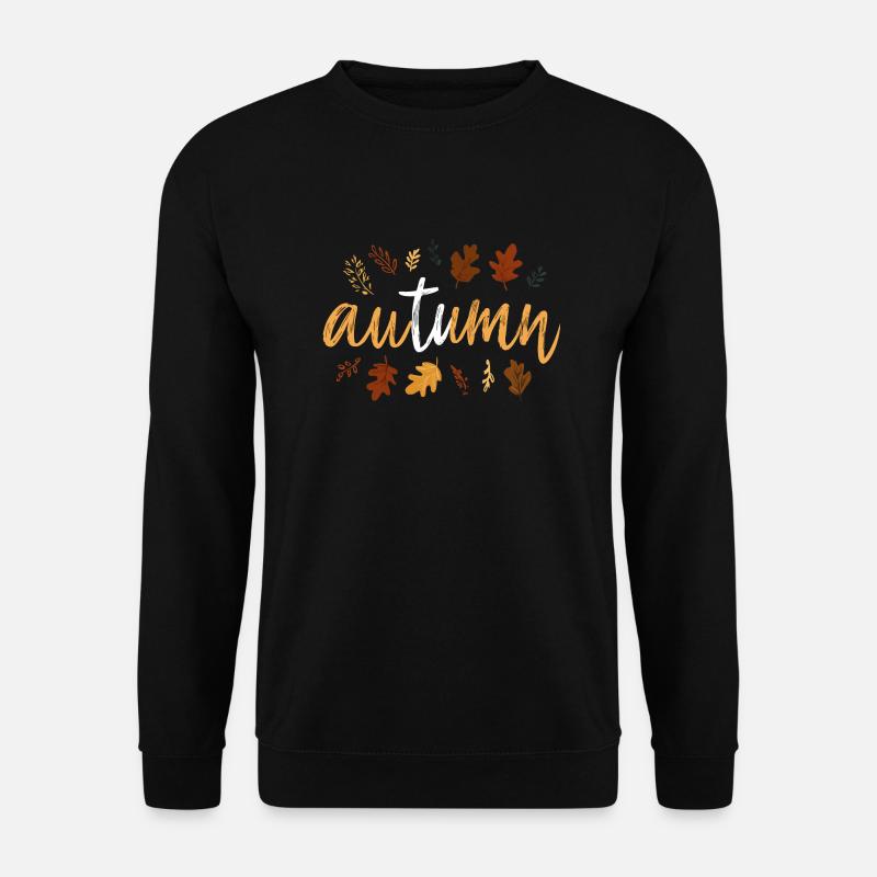 Autumn – Handlettering mit Herbstblättern. - Unisex Pullover - Schwarz